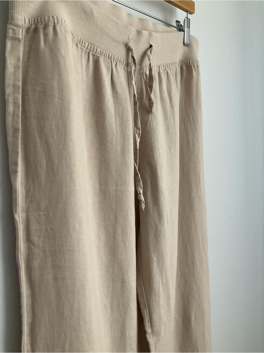 Bella Dahl Medium 100% Linen Neutral Wide Leg Pants - Picture 5 of 11